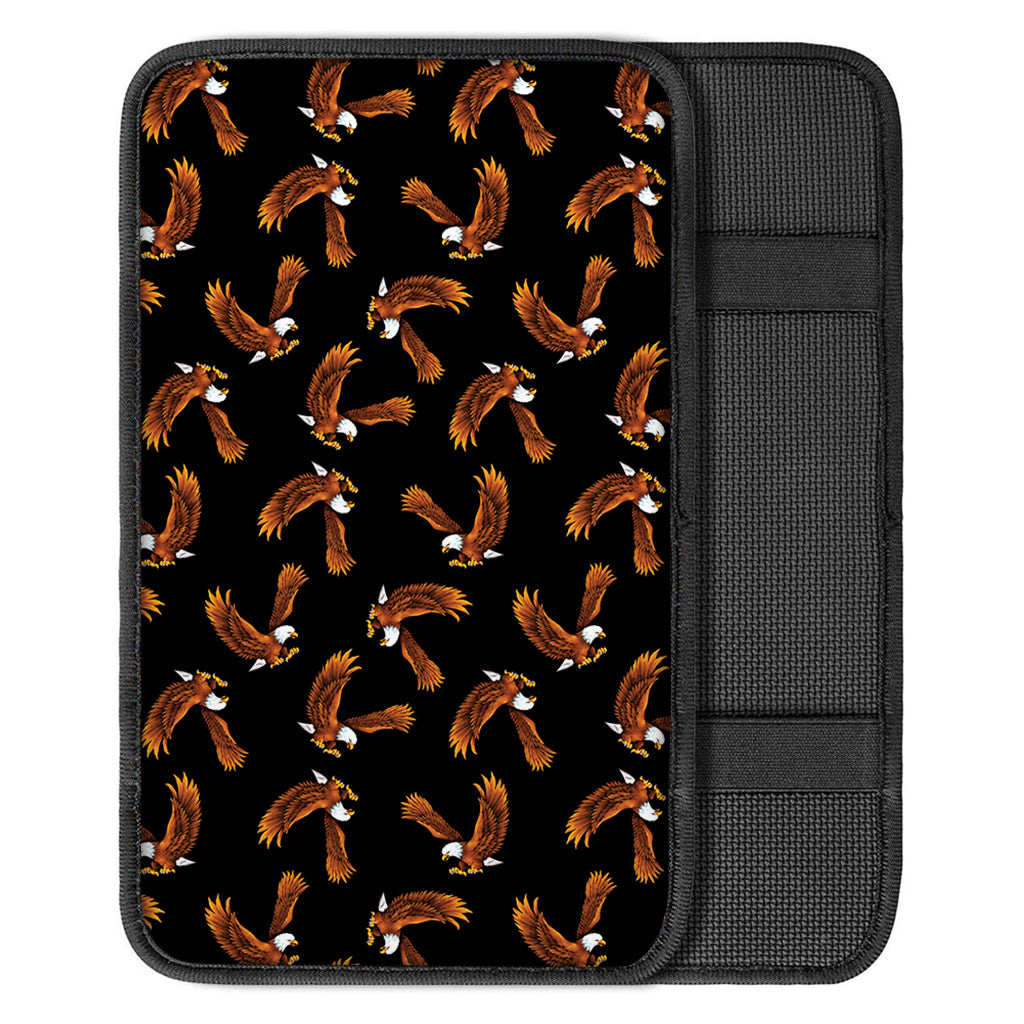 White And Brown Eagle Pattern Print Car Center Console Cover
