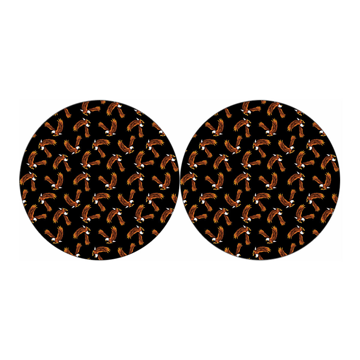 White And Brown Eagle Pattern Print Car Coasters
