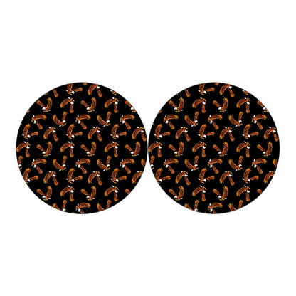White And Brown Eagle Pattern Print Car Coasters