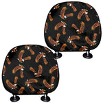 White And Brown Eagle Pattern Print Car Headrest Covers