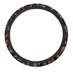 White And Brown Eagle Pattern Print Car Steering Wheel Cover