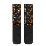 White And Brown Eagle Pattern Print Crew Socks