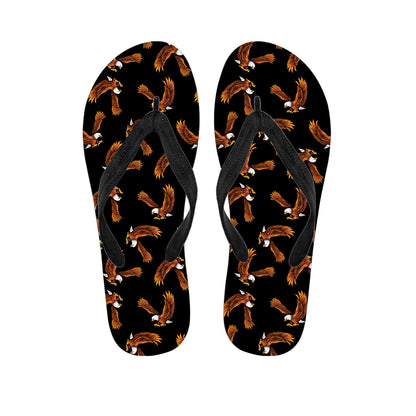 White And Brown Eagle Pattern Print Flip Flops