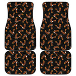 White And Brown Eagle Pattern Print Front and Back Car Floor Mats