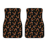 White And Brown Eagle Pattern Print Front Car Floor Mats