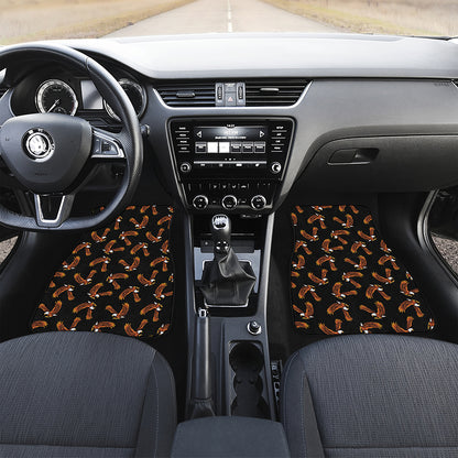 White And Brown Eagle Pattern Print Front Car Floor Mats