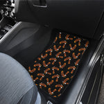 White And Brown Eagle Pattern Print Front Car Floor Mats