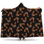 White And Brown Eagle Pattern Print Hooded Blanket
