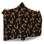 White And Brown Eagle Pattern Print Hooded Blanket