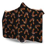 White And Brown Eagle Pattern Print Hooded Blanket