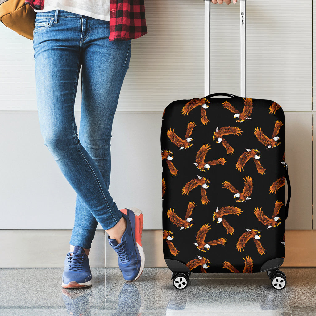 White And Brown Eagle Pattern Print Luggage Cover