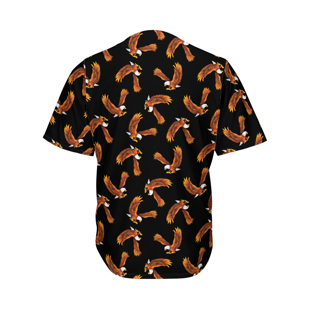 White And Brown Eagle Pattern Print Men's Baseball Jersey