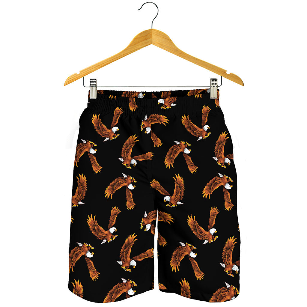 White And Brown Eagle Pattern Print Men's Shorts