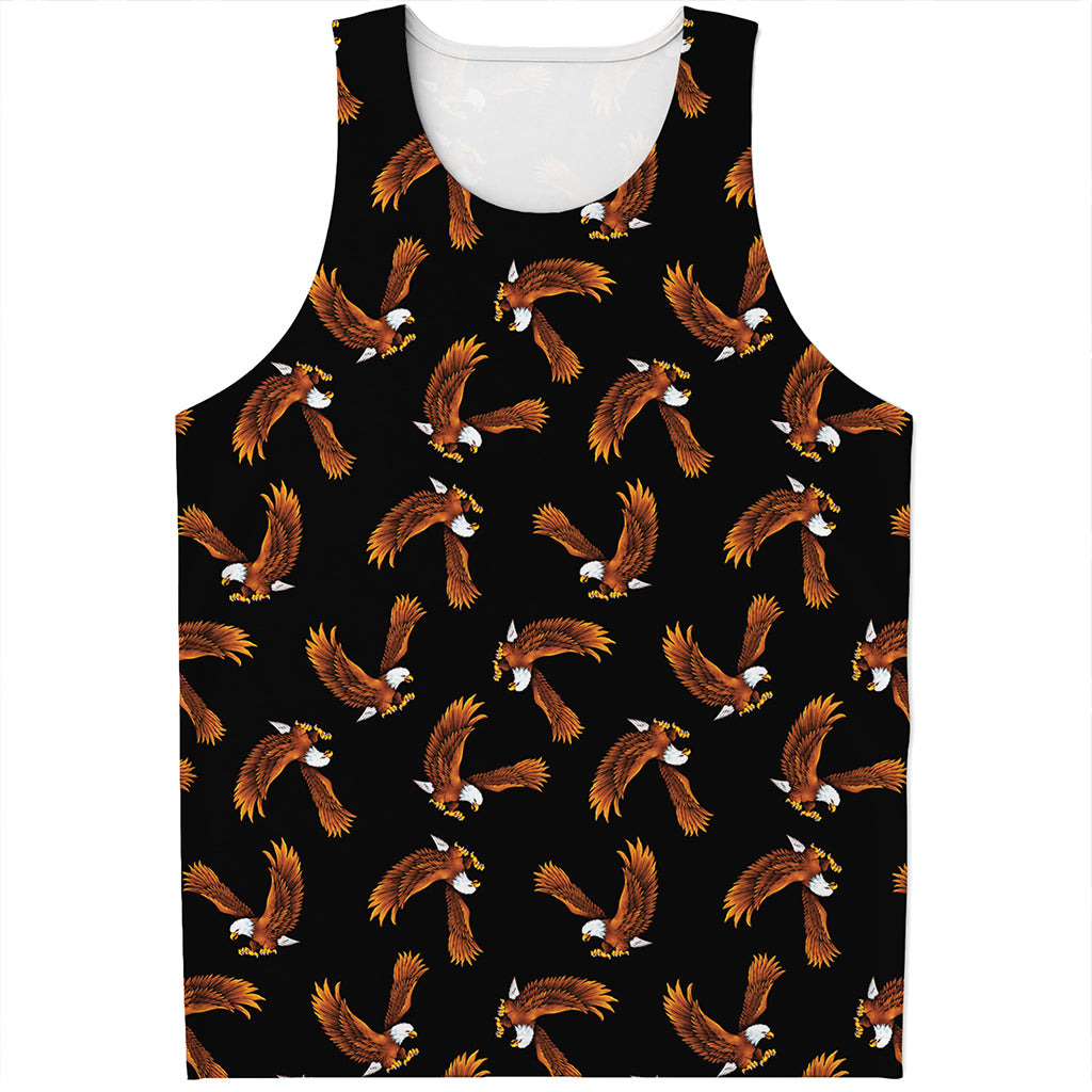 White And Brown Eagle Pattern Print Men's Tank Top