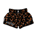 White And Brown Eagle Pattern Print Muay Thai Boxing Shorts