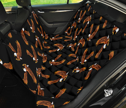 White And Brown Eagle Pattern Print Pet Car Back Seat Cover