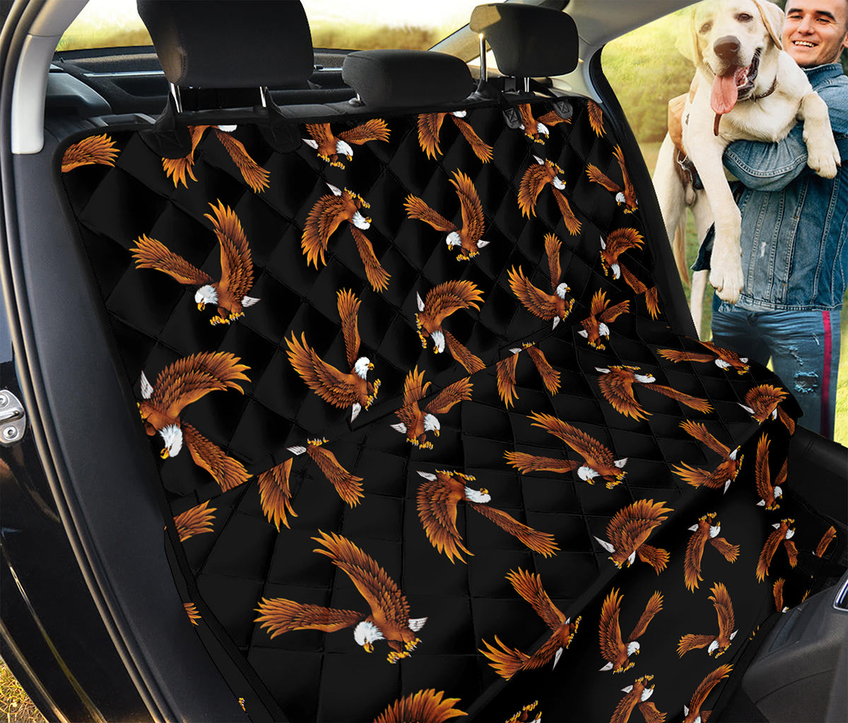 White And Brown Eagle Pattern Print Pet Car Back Seat Cover