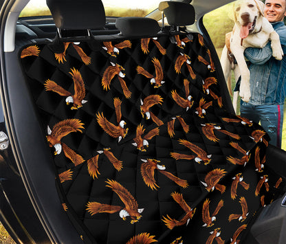 White And Brown Eagle Pattern Print Pet Car Back Seat Cover