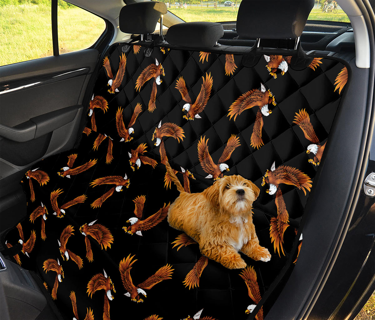 White And Brown Eagle Pattern Print Pet Car Back Seat Cover