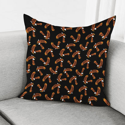 White And Brown Eagle Pattern Print Pillow Cover