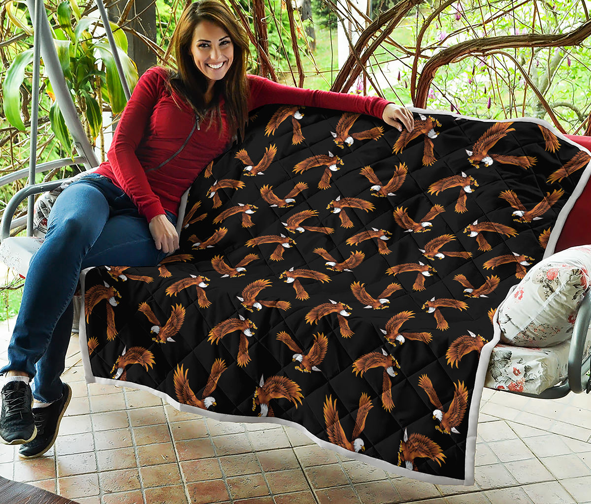 White And Brown Eagle Pattern Print Quilt