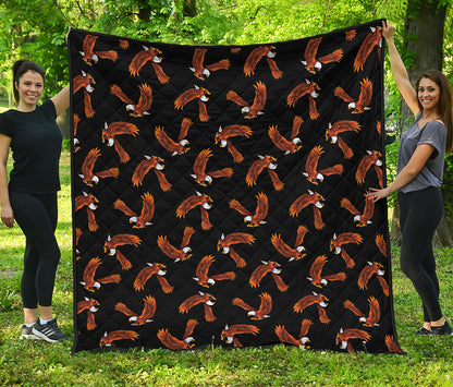 White And Brown Eagle Pattern Print Quilt