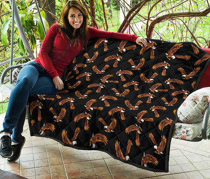 White And Brown Eagle Pattern Print Quilt
