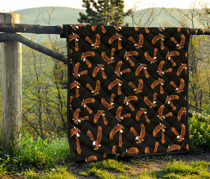 White And Brown Eagle Pattern Print Quilt