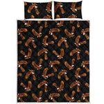 White And Brown Eagle Pattern Print Quilt Bed Set