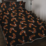 White And Brown Eagle Pattern Print Quilt Bed Set