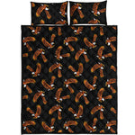 White And Brown Eagle Pattern Print Quilt Bed Set