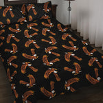 White And Brown Eagle Pattern Print Quilt Bed Set