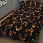 White And Brown Eagle Pattern Print Quilt Bed Set