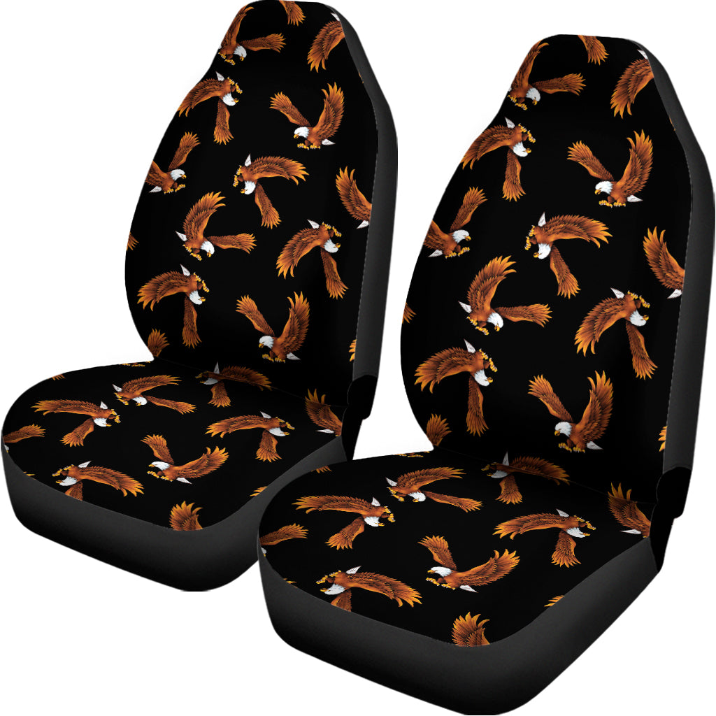 White And Brown Eagle Pattern Print Universal Fit Car Seat Covers