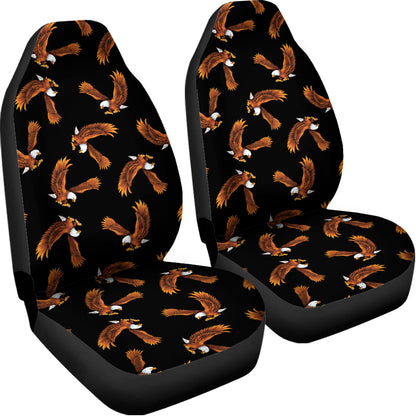 White And Brown Eagle Pattern Print Universal Fit Car Seat Covers