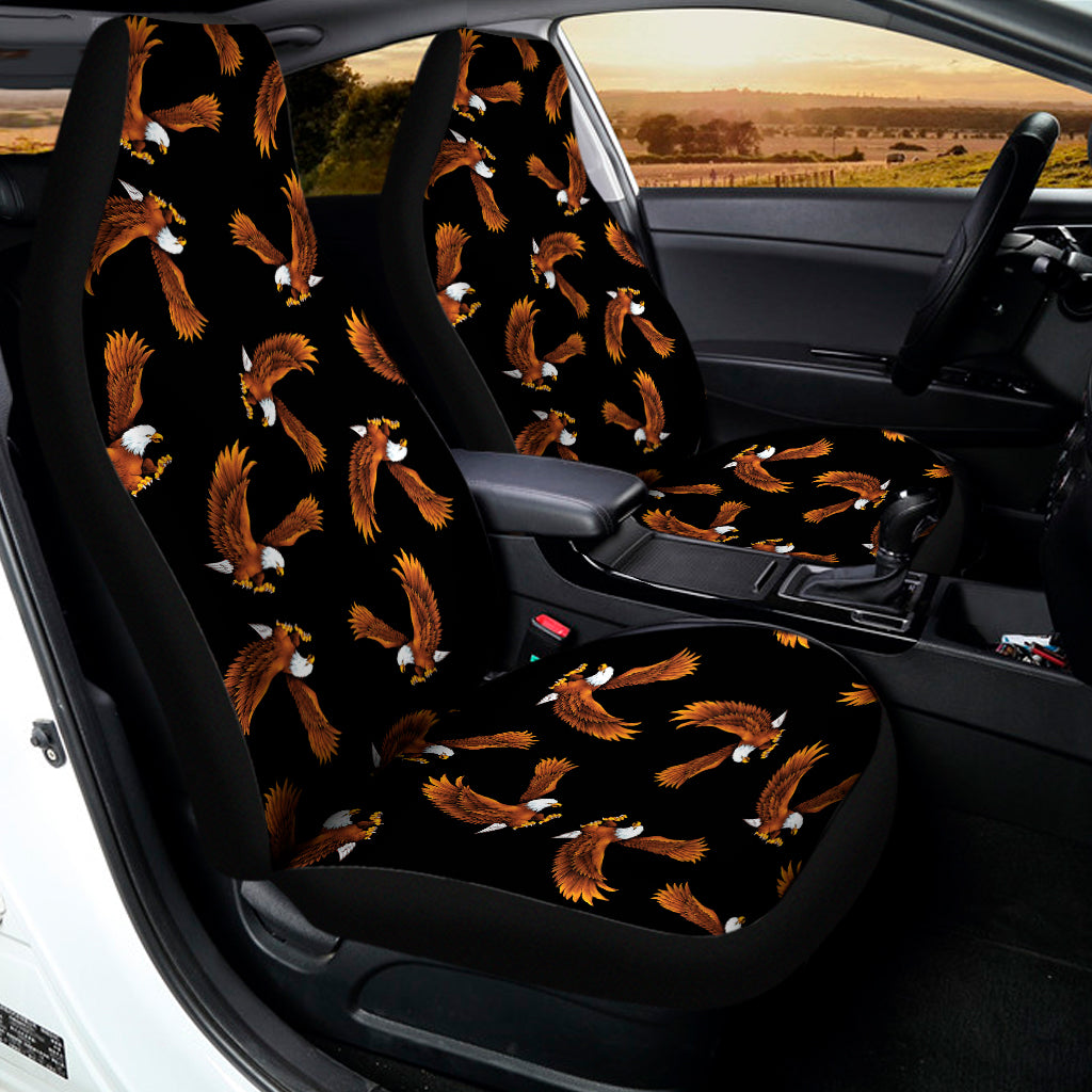 White And Brown Eagle Pattern Print Universal Fit Car Seat Covers