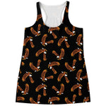 White And Brown Eagle Pattern Print Women's Racerback Tank Top