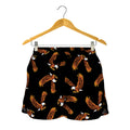 White And Brown Eagle Pattern Print Women's Shorts