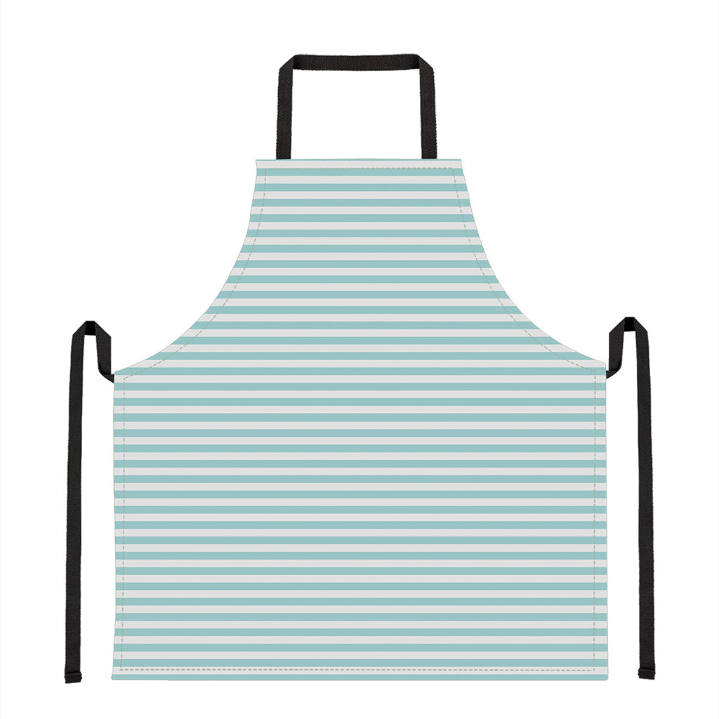 White And Cyan Striped Pattern Print Apron