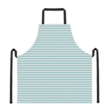 White And Cyan Striped Pattern Print Apron