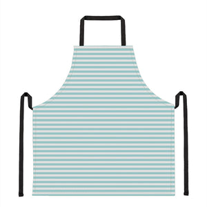 White And Cyan Striped Pattern Print Apron