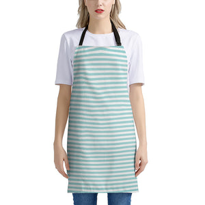 White And Cyan Striped Pattern Print Apron