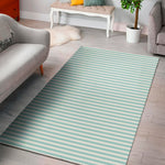 White And Cyan Striped Pattern Print Area Rug