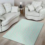White And Cyan Striped Pattern Print Area Rug