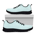 White And Cyan Striped Pattern Print Black Running Shoes