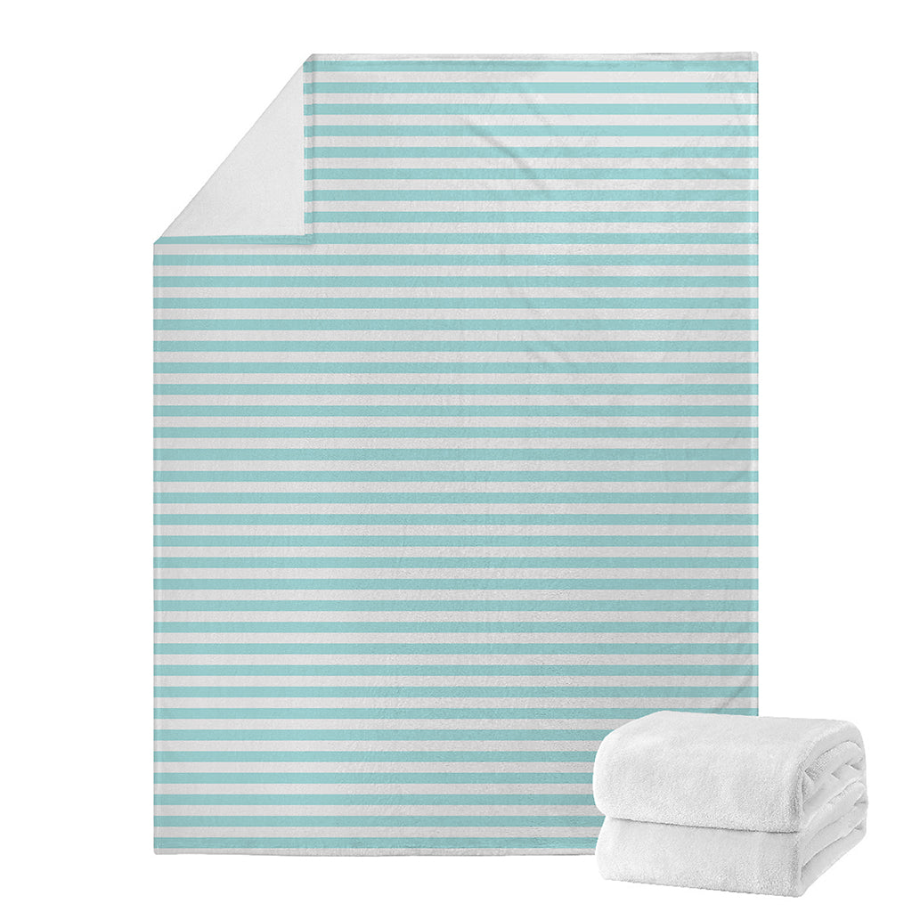 White And Cyan Striped Pattern Print Blanket