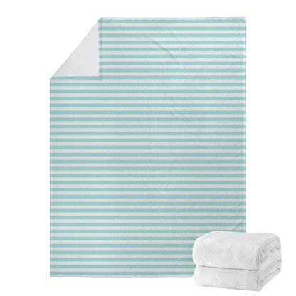 White And Cyan Striped Pattern Print Blanket