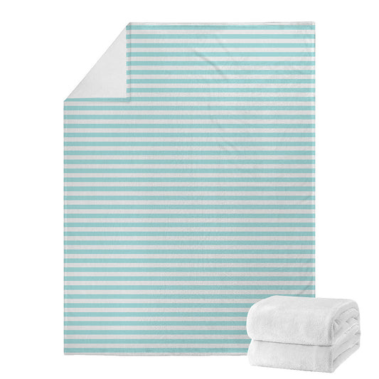 White And Cyan Striped Pattern Print Blanket