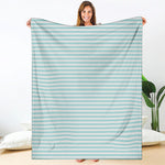 White And Cyan Striped Pattern Print Blanket