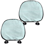 White And Cyan Striped Pattern Print Car Headrest Covers